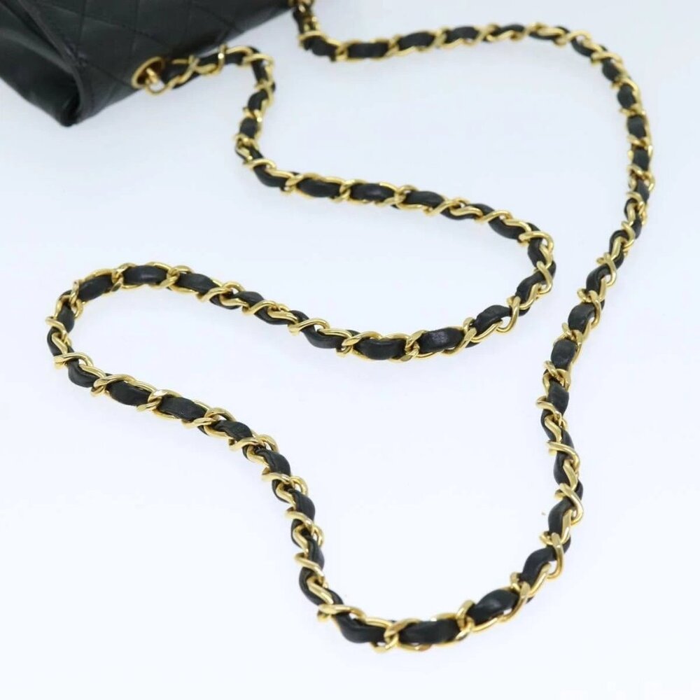 CHANEL Mini Matelasse Turn Lock Chain Bag Lamb Skin Black CC Auth 72435AV - Picture 7 of 15